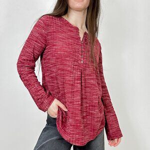 *Denver Hayes Long Sleeve Red Heathered Blouse